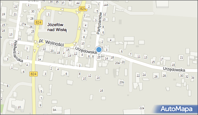 Józefów nad Wisłą, Urzędowska, 10, mapa Józefów nad Wisłą