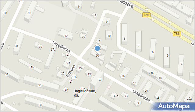 Kielce, Urzędnicza, 30, mapa Kielc