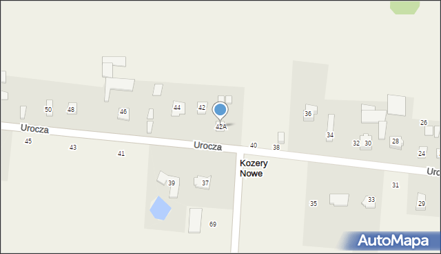Kozery, Urocza, 42A, mapa Kozery