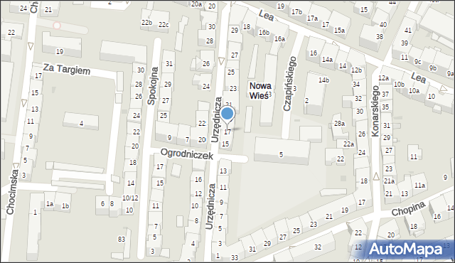 Kraków, Urzędnicza, 17, mapa Krakowa