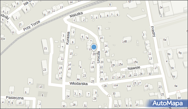 Kraków, Urocza, 13, mapa Krakowa