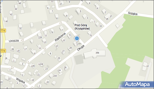 Kryspinów, Urocza, 1, mapa Kryspinów