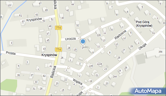 Kryspinów, Urocza, 17, mapa Kryspinów