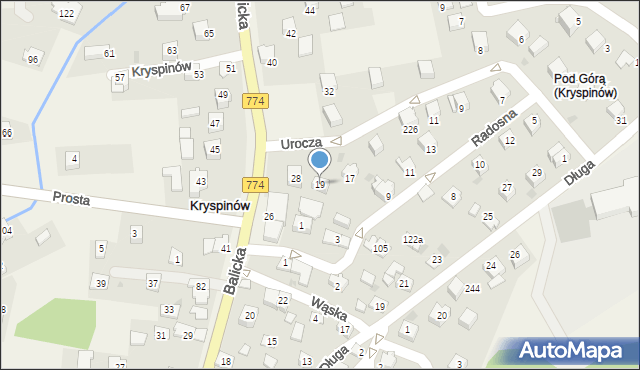 Kryspinów, Urocza, 19, mapa Kryspinów