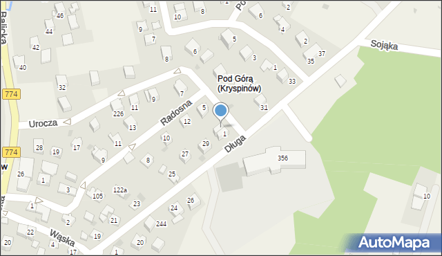 Kryspinów, Urocza, 3, mapa Kryspinów