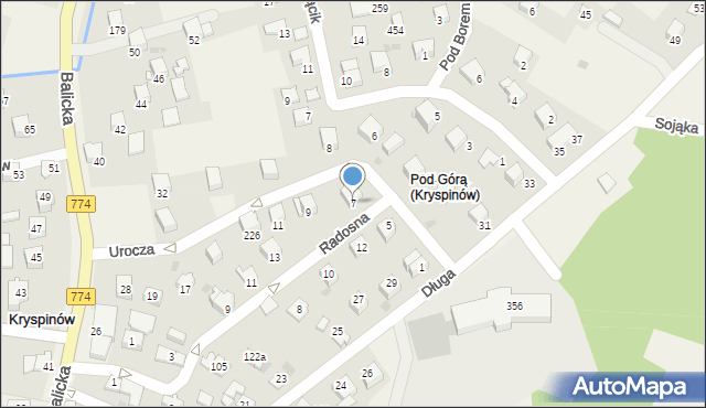 Kryspinów, Urocza, 7, mapa Kryspinów