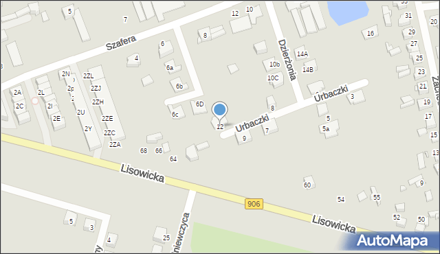 Lubliniec, Urbaczki Jana, ks., 12, mapa Lubliniec