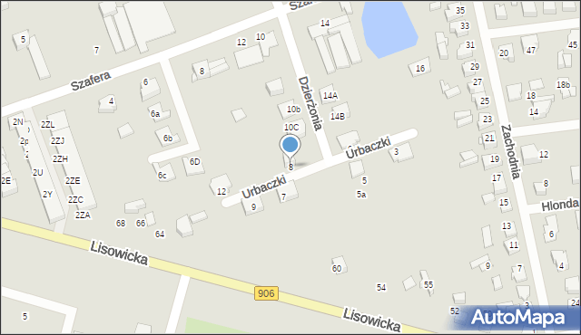 Lubliniec, Urbaczki Jana, ks., 8, mapa Lubliniec