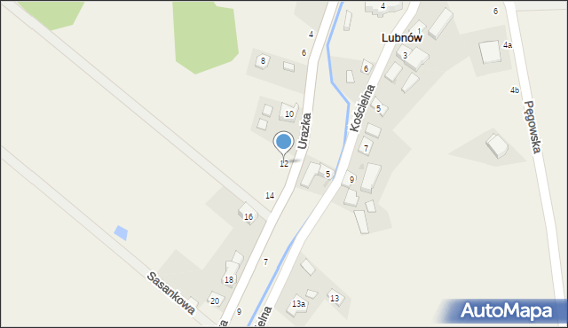 Lubnów, Urazka, 12, mapa Lubnów