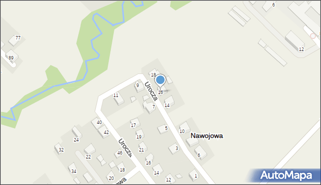 Nawojowa, Urocza, 16, mapa Nawojowa