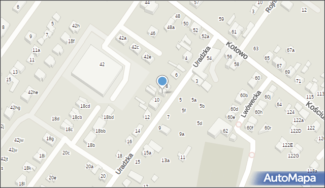 Poznań, Uradzka, 8a, mapa Poznania