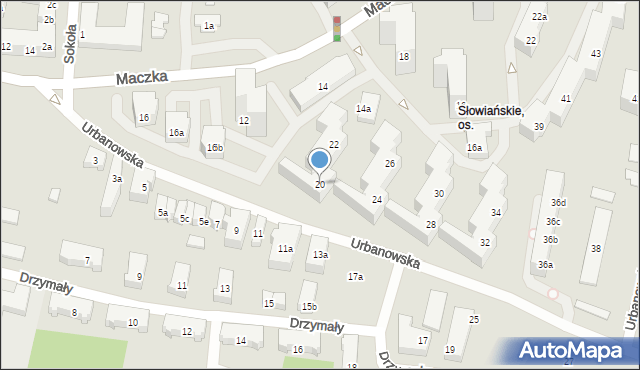 Poznań, Urbanowska, 20, mapa Poznania