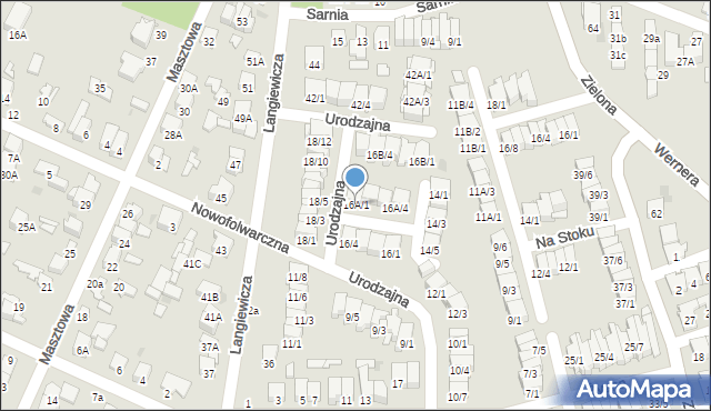 Radom, Urodzajna, 16A/1, mapa Radomia