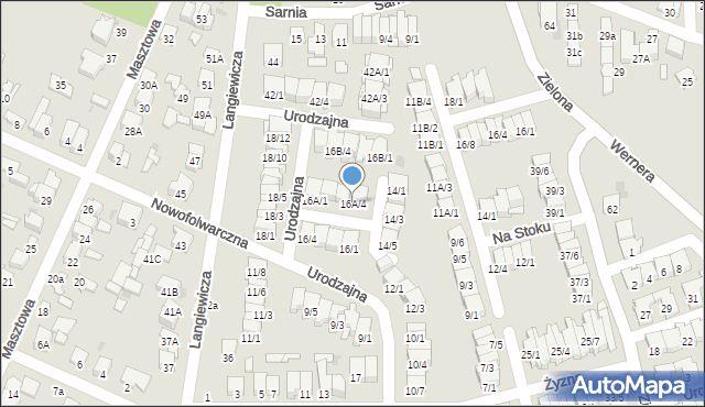 Radom, Urodzajna, 16A/4, mapa Radomia