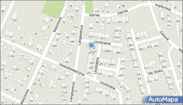 Radom, Urodzajna, 18/10, mapa Radomia