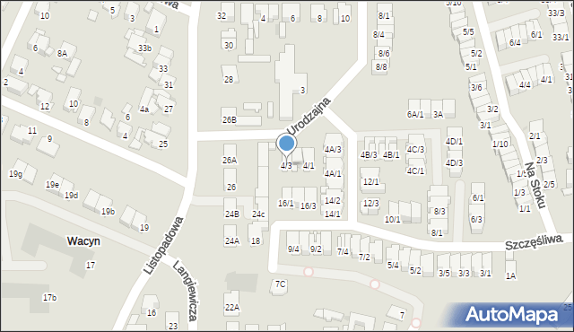 Radom, Urodzajna, 4/3, mapa Radomia