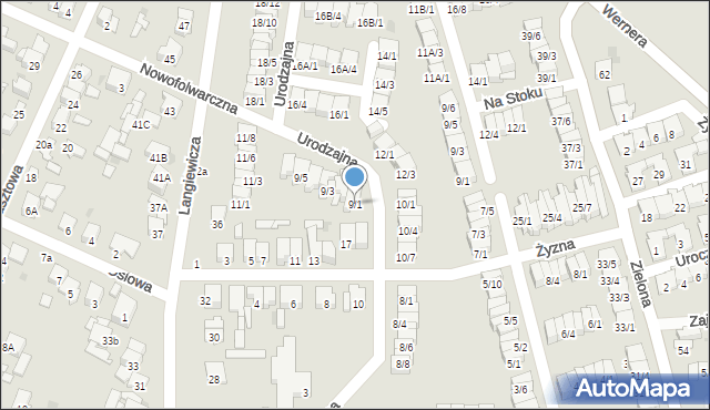 Radom, Urodzajna, 9/1, mapa Radomia