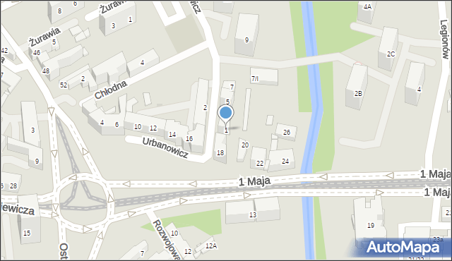 Sosnowiec, Urbanowicz Anieli, 1, mapa Sosnowca