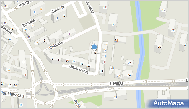 Sosnowiec, Urbanowicz Anieli, 2A, mapa Sosnowca