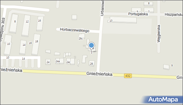 Środa Wielkopolska, Urbanowicza Witolda, gen. pil., 1, mapa Środa Wielkopolska