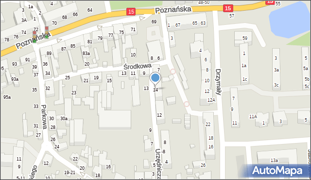 Toruń, Urzędnicza, 14, mapa Torunia