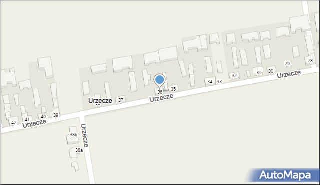 Urzecze, Urzecze, 36, mapa Urzecze