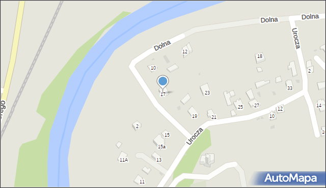 Zagórz, Urocza, 17, mapa Zagórz