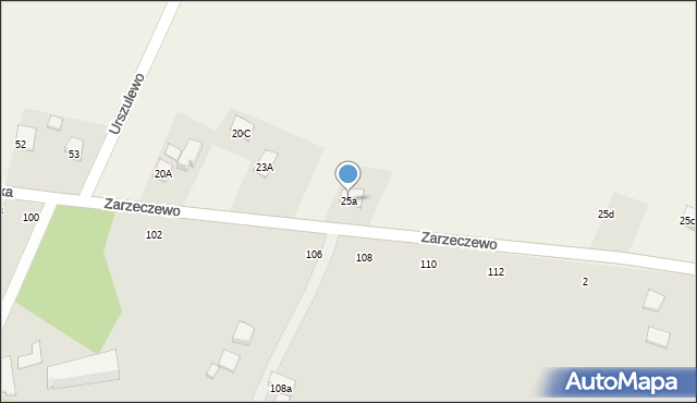 Zarzeczewo, Urszulewo, 25A, mapa Zarzeczewo