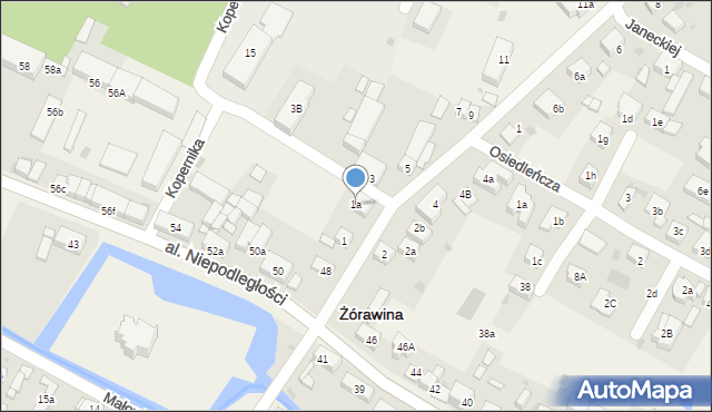 Żórawina, Urzędnicza, 1a, mapa Żórawina