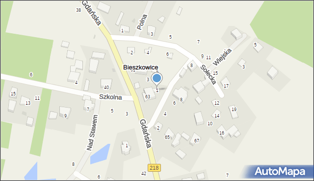 Bieszkowice, Usługowa, 1, mapa Bieszkowice