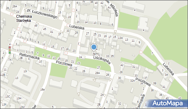 Chełm, Uściługska, 29, mapa Chełma