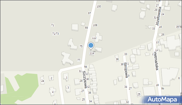 Łódź, Ustronna, 116, mapa Łodzi