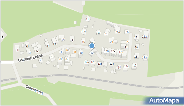 Międzyzdroje, Ustronie Leśne, 12, mapa Międzyzdroje