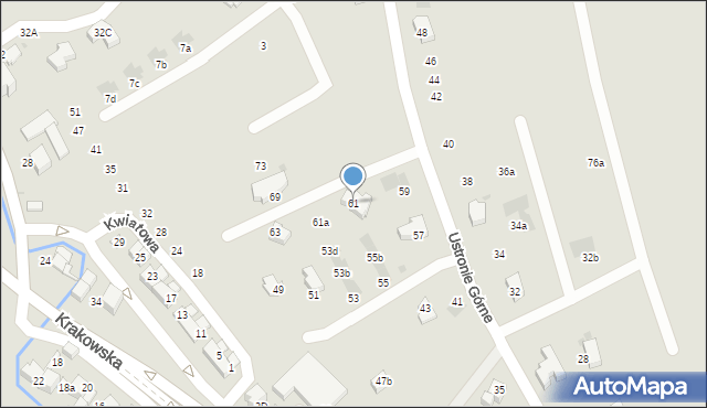 Nowy Targ, Ustronie Górne, 61, mapa Nowego Targu