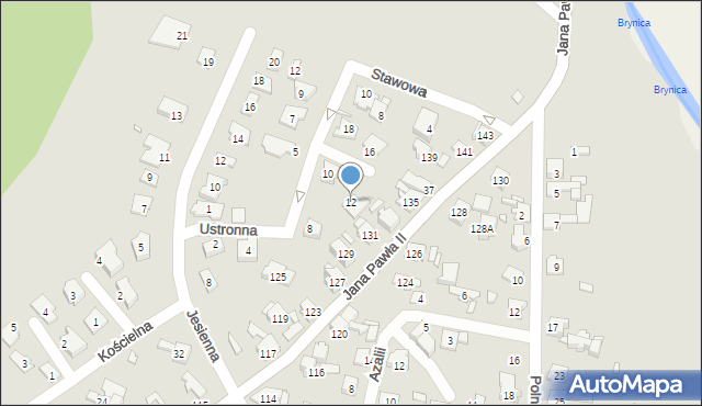 Piekary Śląskie, Ustronna, 12, mapa Piekary Śląskie