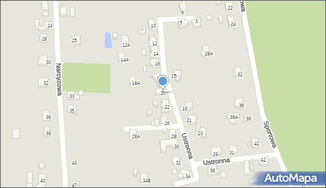 Rybnik, Ustronna, 20, mapa Rybnika