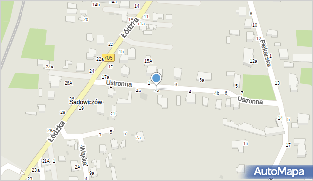 Skierniewice, Ustronna, 4a, mapa Skierniewic