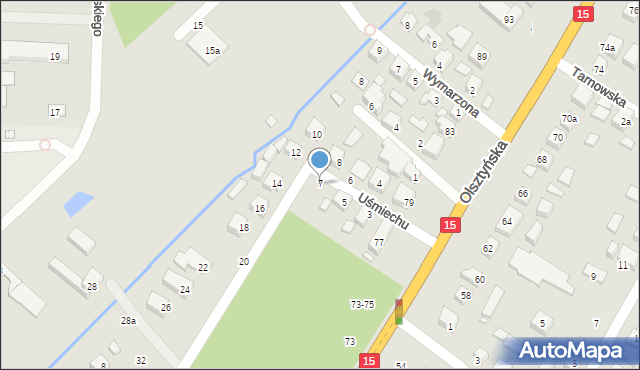 Toruń, Uśmiechu, 7, mapa Torunia