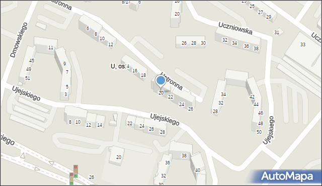 Tychy, Ustronna, 20, mapa Tychów