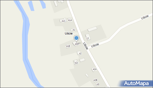 Uście, Uście, 41D, mapa Uście