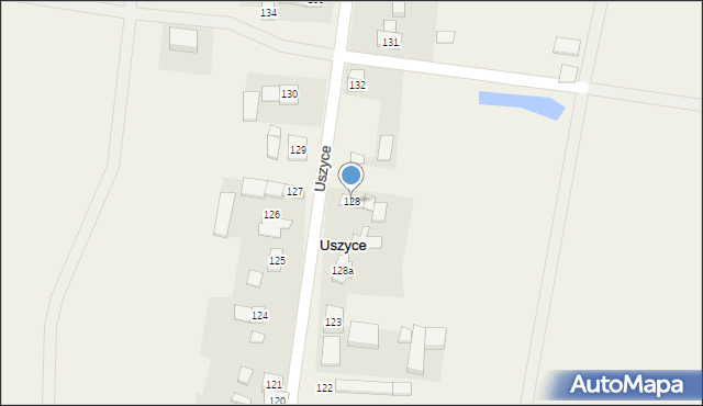 Uszyce, Uszyce, 128, mapa Uszyce