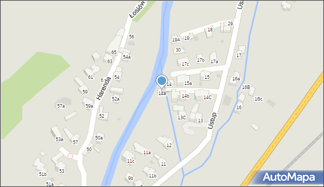 Zakopane, Ustup, 14a, mapa Zakopanego