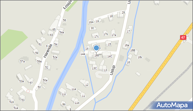 Zakopane, Ustup, 14b, mapa Zakopanego
