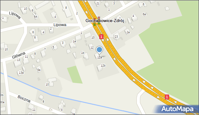 Goczałkowice-Zdrój, Uzdrowiskowa, 12a, mapa Goczałkowice-Zdrój