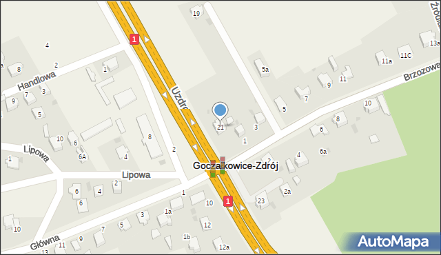 Goczałkowice-Zdrój, Uzdrowiskowa, 21, mapa Goczałkowice-Zdrój