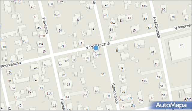 Warszawa, V Poprzeczna, 12, mapa Warszawy