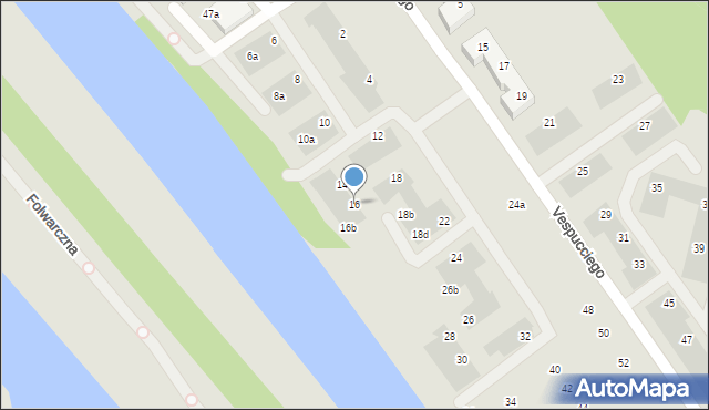 Wrocław, Vespucciego Ameriga, 16, mapa Wrocławia