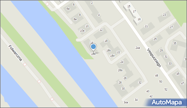 Wrocław, Vespucciego Ameriga, 16b, mapa Wrocławia