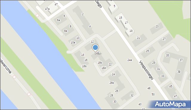 Wrocław, Vespucciego Ameriga, 18a, mapa Wrocławia