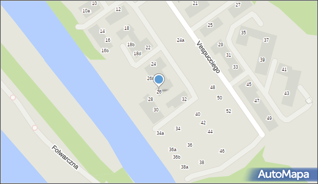 Wrocław, Vespucciego Ameriga, 26, mapa Wrocławia